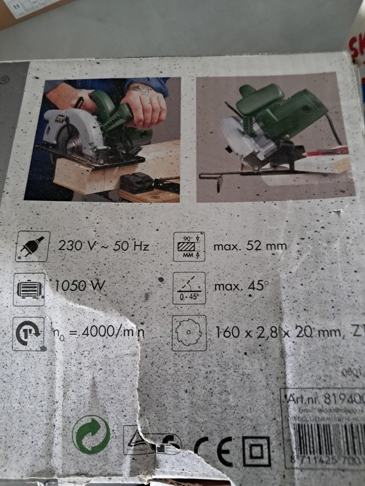 Toledo TKS-160 Cirkelzaag - 1050W, max. 52mm zaagdiepte, Gebruikt, Cirkelzaag, 600 tot 1200 watt, Ophalen of Verzenden