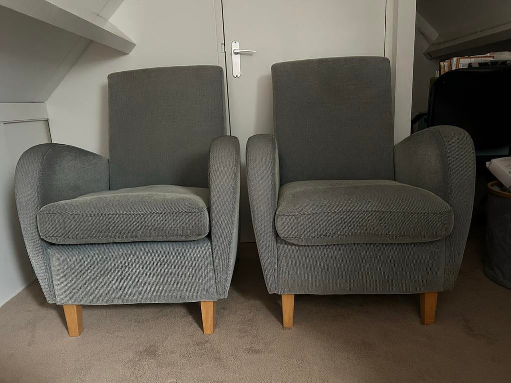 1 Montèl fauteuil (1 verkocht) - grijsgroen, comfortabel, Ophalen, Gebruikt, 75 tot 100 cm, 75 tot 100 cm