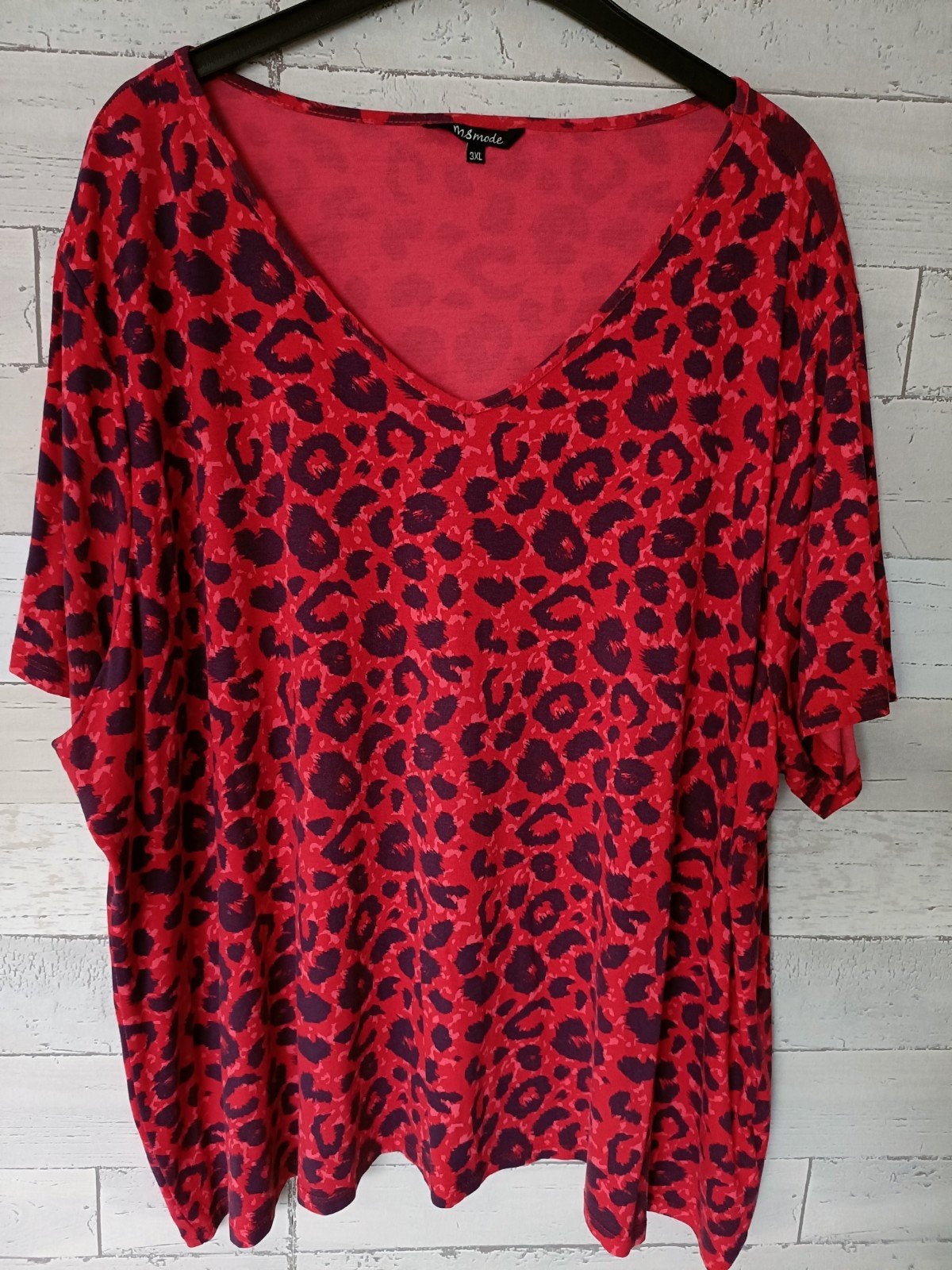 Ms Mode rood shirt met panterprint, maat 3XL, Kleding | Dames, Maat 46/48 (XL) of groter, Ophalen of Verzenden, Korte mouw, Gedragen