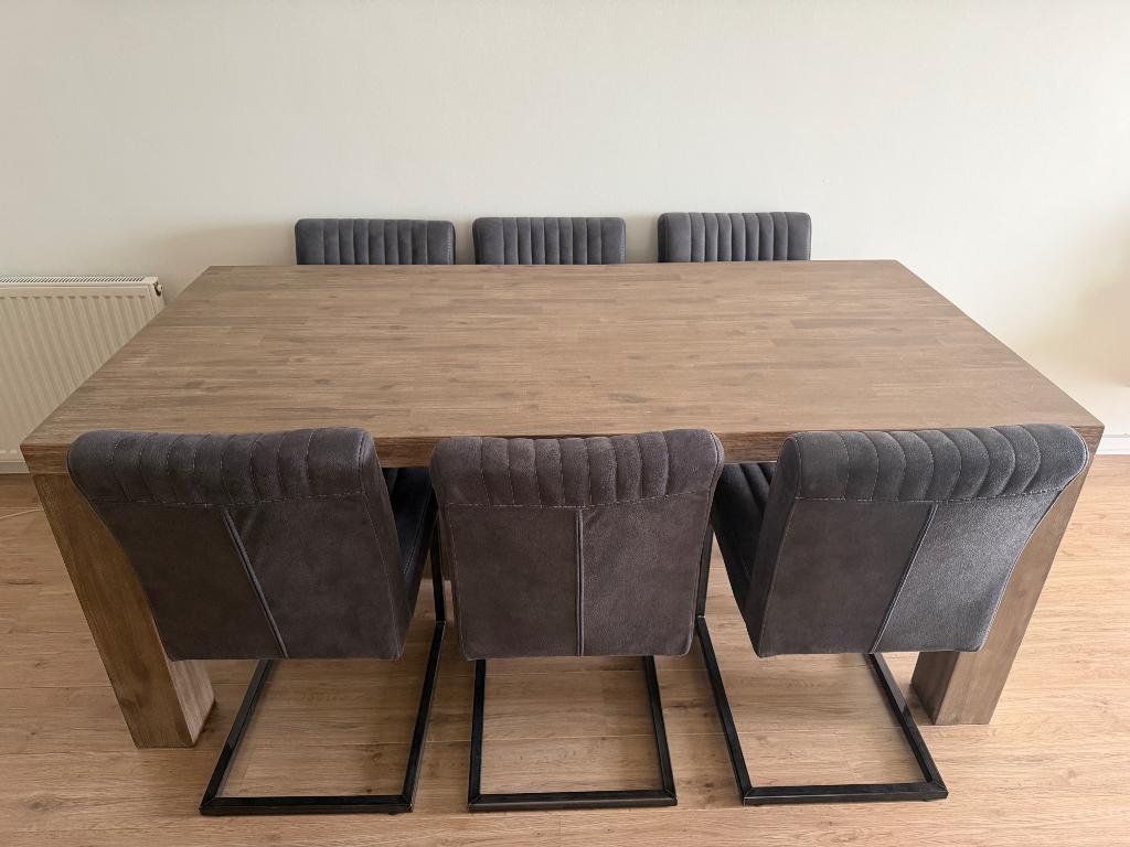 Tafel + stoelen, Huis en Inrichting, Tafels | Eettafels, Ophalen, 50 tot 100 cm, Zo goed als nieuw, Vijf personen of meer