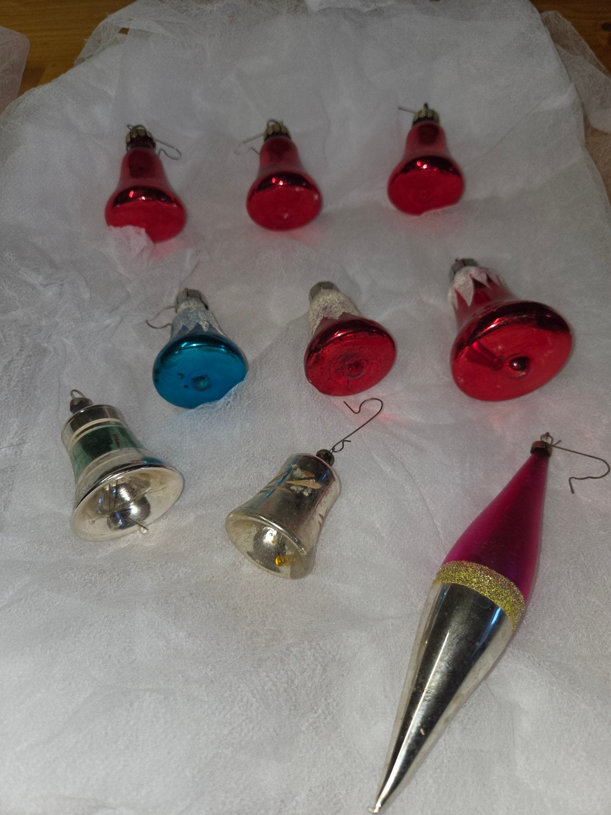 Vintage Glazen Kerstballen - Klokjes & Pegel, Diversen, Ophalen, Gebruikt