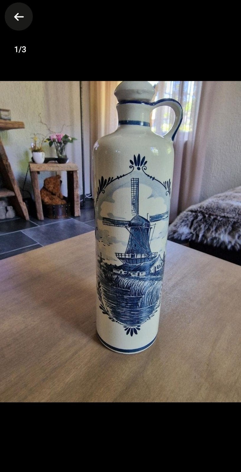 Delfts Blauwe Bols Jenever Kruik- Molen Decor, Ophalen of Verzenden