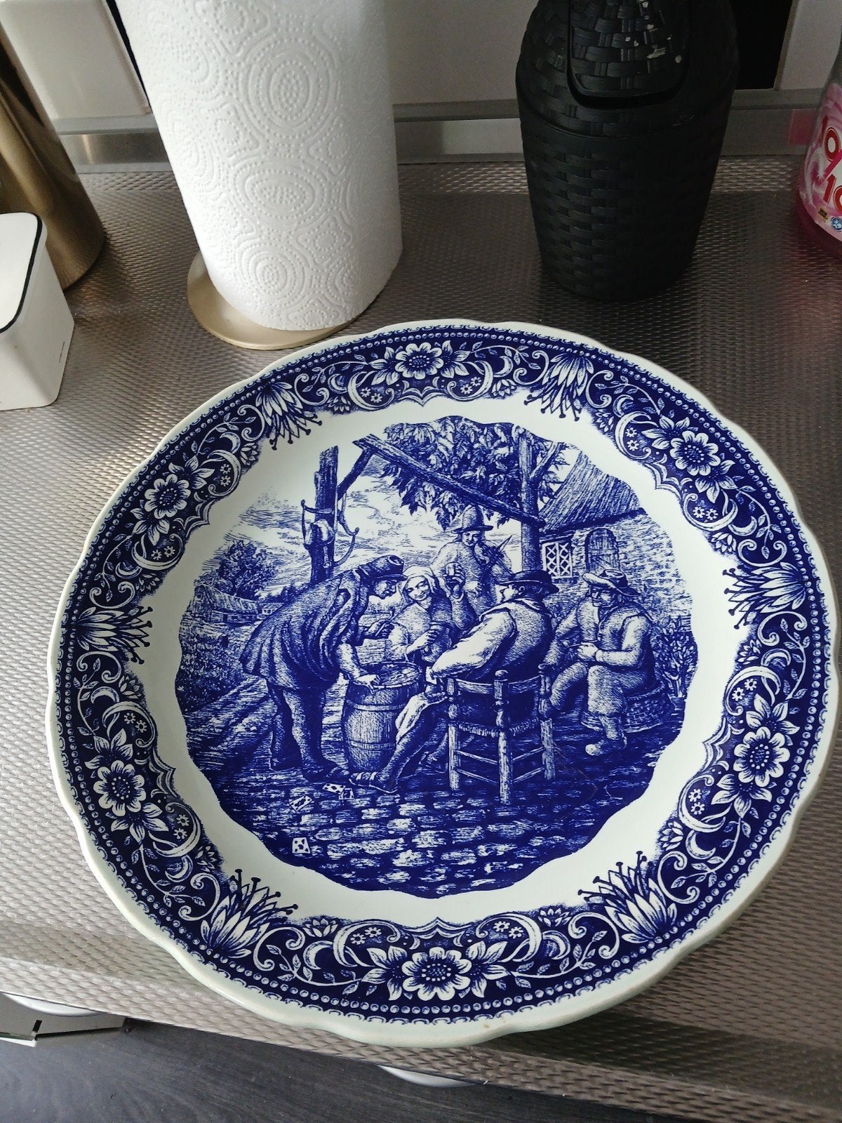 Vintage delfsblauw wandbord boch fie'resla louviere 39 cm, Antiek en Kunst, Ophalen of Verzenden