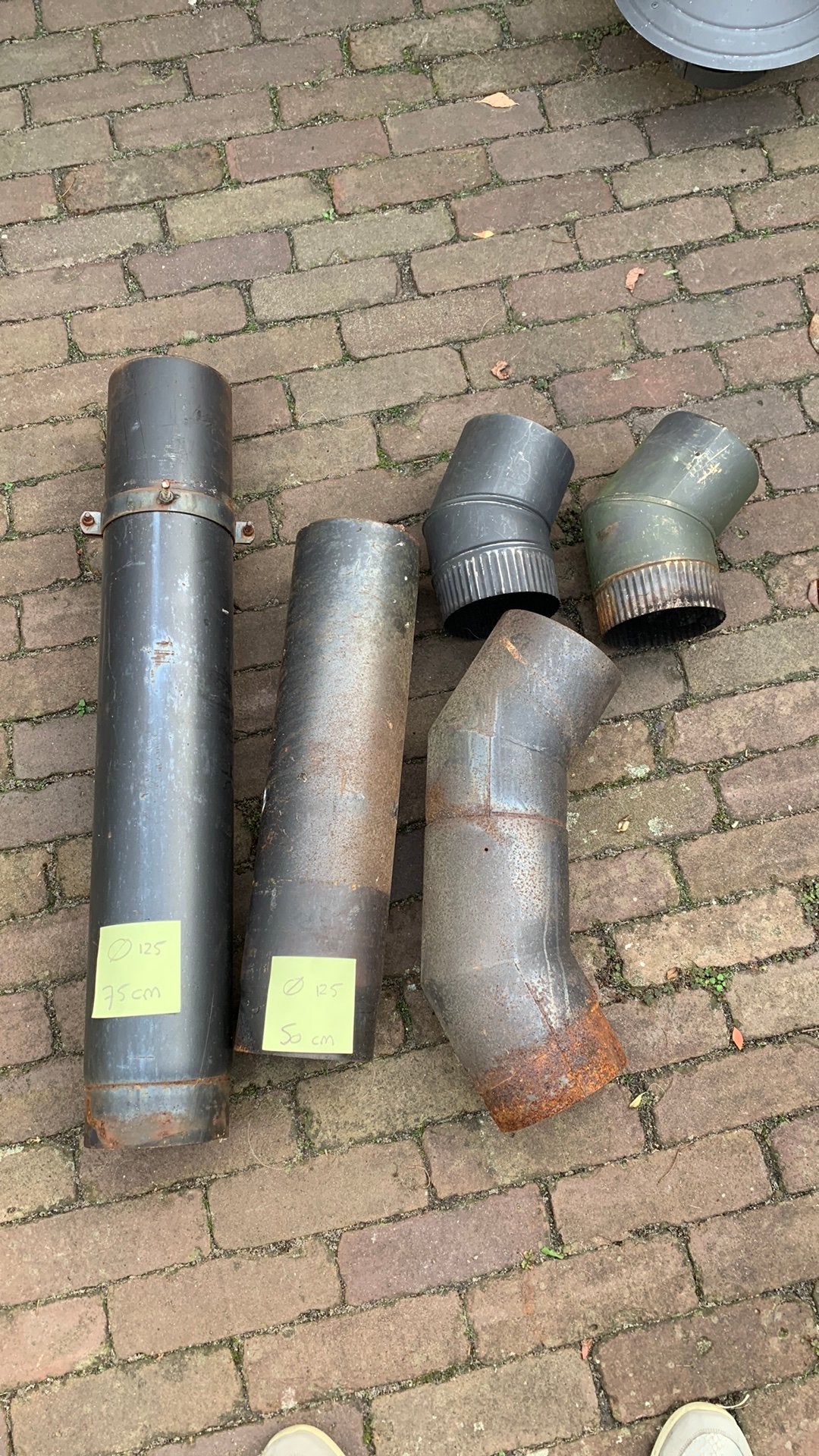 Diverse kachelpijp stukken 12,5 mm doornee, Ophalen, Gebruikt