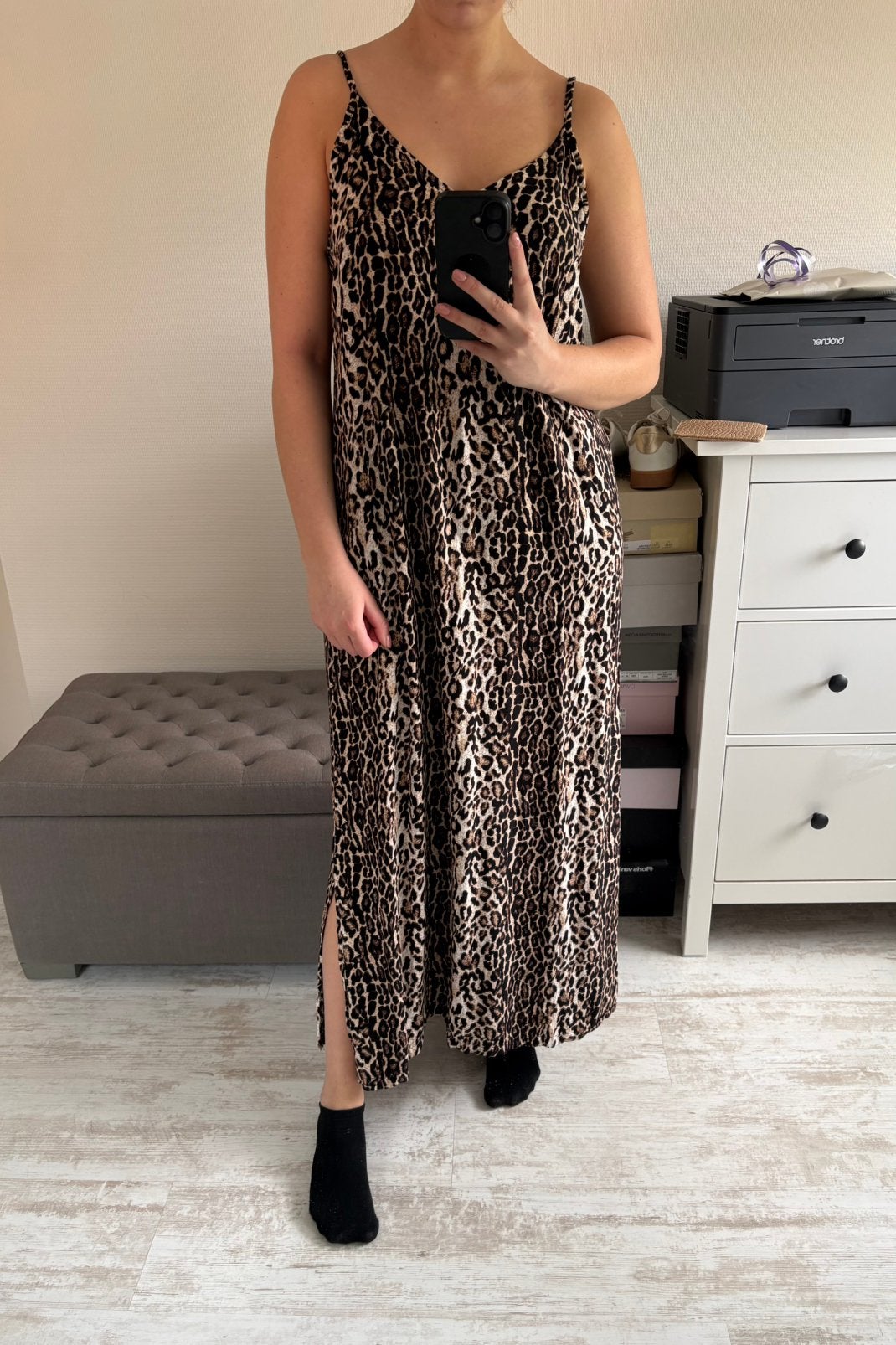 Panter jurk van VILA, Kleding | Dames, Bruin, Maat 42/44 (L), Ophalen of Verzenden, Zo goed als nieuw