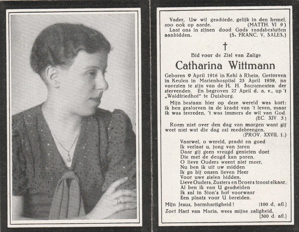 rhein-keulen-prentje wittmann, Ophalen of Verzenden, Bidprentje