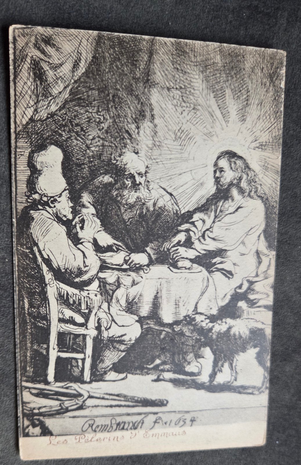 Ansichtkaart Rembrandt van Rijn - Les Pelerins d'Emmaus, Verzenden, Voor 1920, Ongelopen, Cultuur en Media
