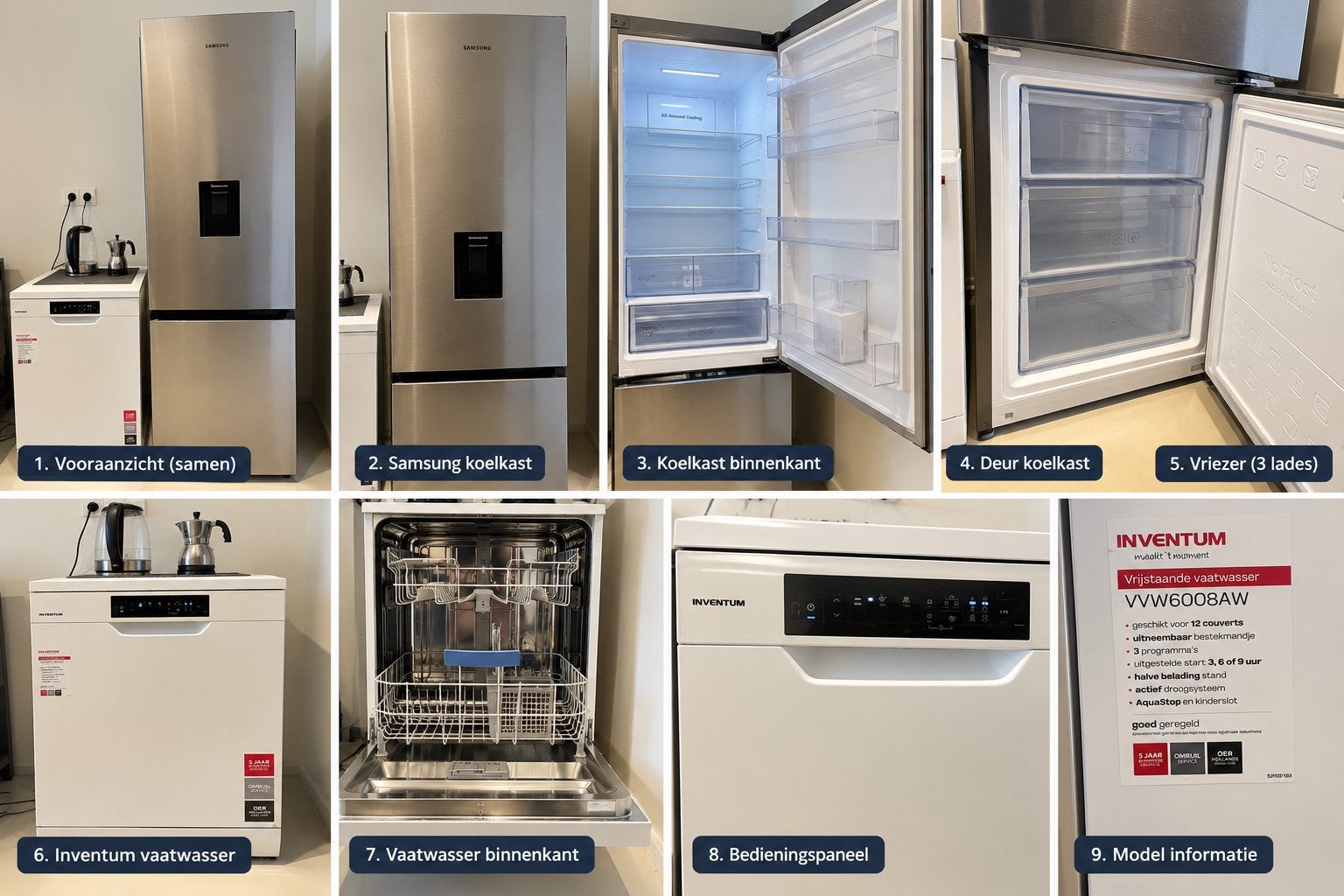 Samsung koel-vriescombinatie + GRATIS vaatwasser – €350, Ophalen, Gebruikt, 200 liter of meer, 160 cm of meer