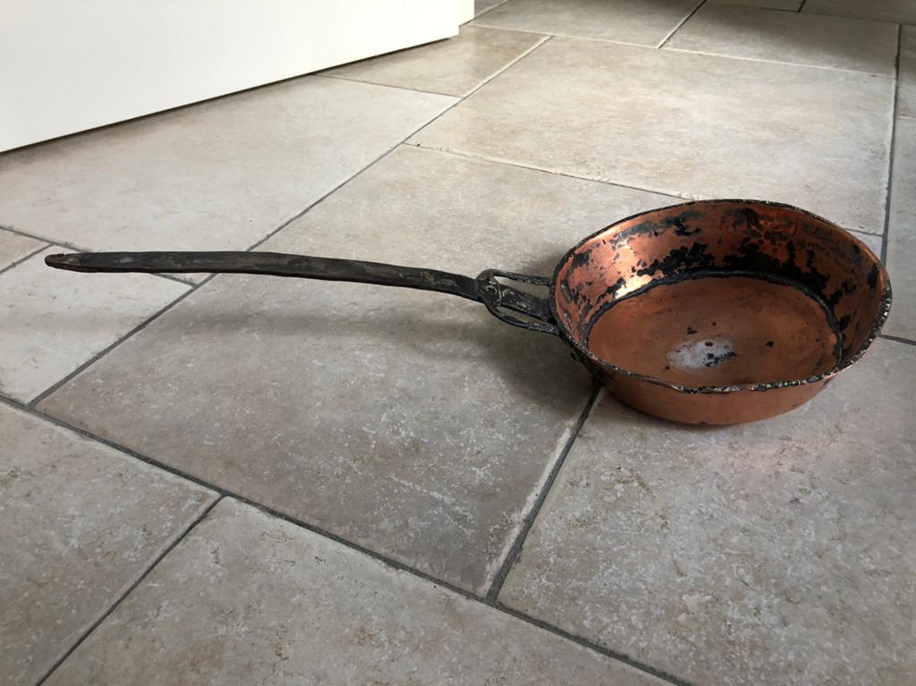 Antieke koperen steelpan, Ophalen of Verzenden, Koper