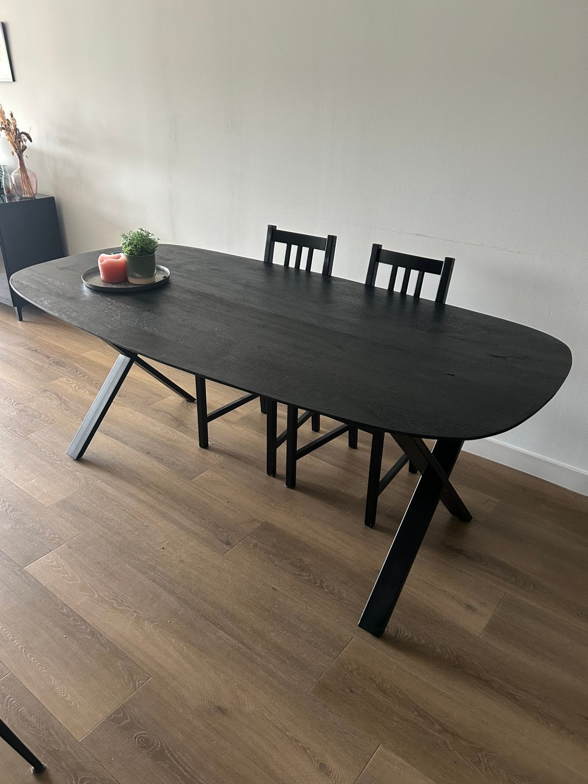 Zwarte eetkamertafel, Huis en Inrichting, Tafels | Eettafels, Ophalen, 200 cm of meer, 50 tot 100 cm, Zo goed als nieuw