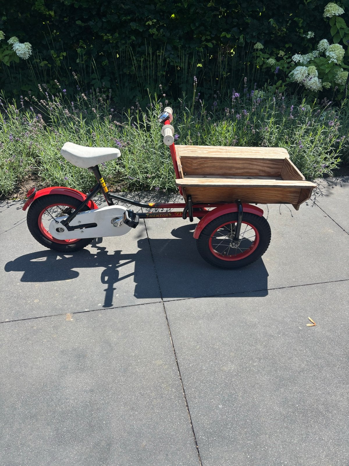Kinderbakfiets -met houten bak, Fietsen en Brommers, Terugtraprem, Gebruikt, Goederen, Ophalen