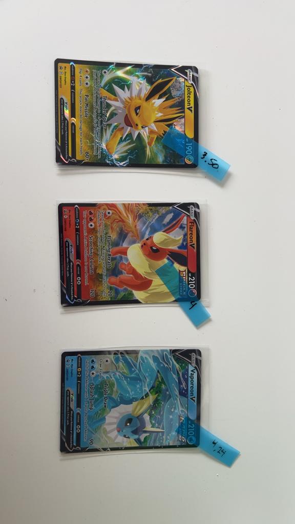 Combinatie deal: 3 Pokémon kaarten (Jolteon, Flareon, Vapore, Ophalen of Verzenden, Zo goed als nieuw, Meerdere kaarten