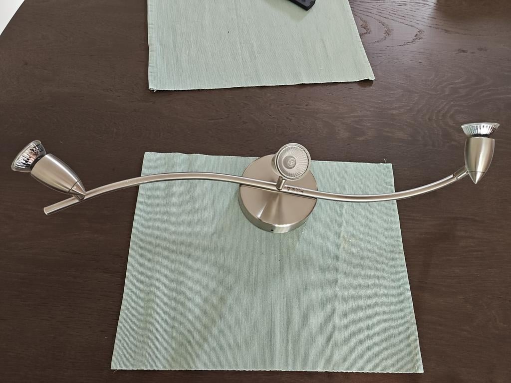 Plafondlamp zilver rvs 3 spotjes verstelbaar, Ophalen of Verzenden