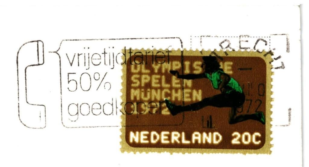 948203 Vreeswijk 72 Koninginnesluis zegel Olympische Spelen, Verzamelen, Ophalen of Verzenden, 1960 tot 1980, Gelopen, Utrecht