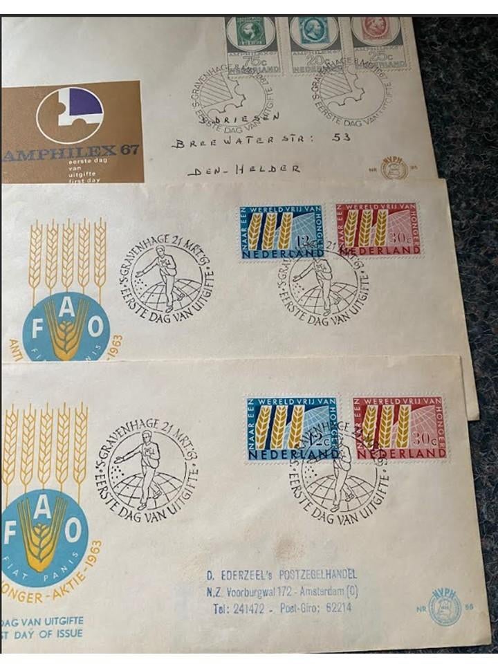 Postzegels oud op originele enveloppen, Postzegels en Munten, Postzegels | Nederland, Ophalen of Verzenden, Na 1940, Gestempeld
