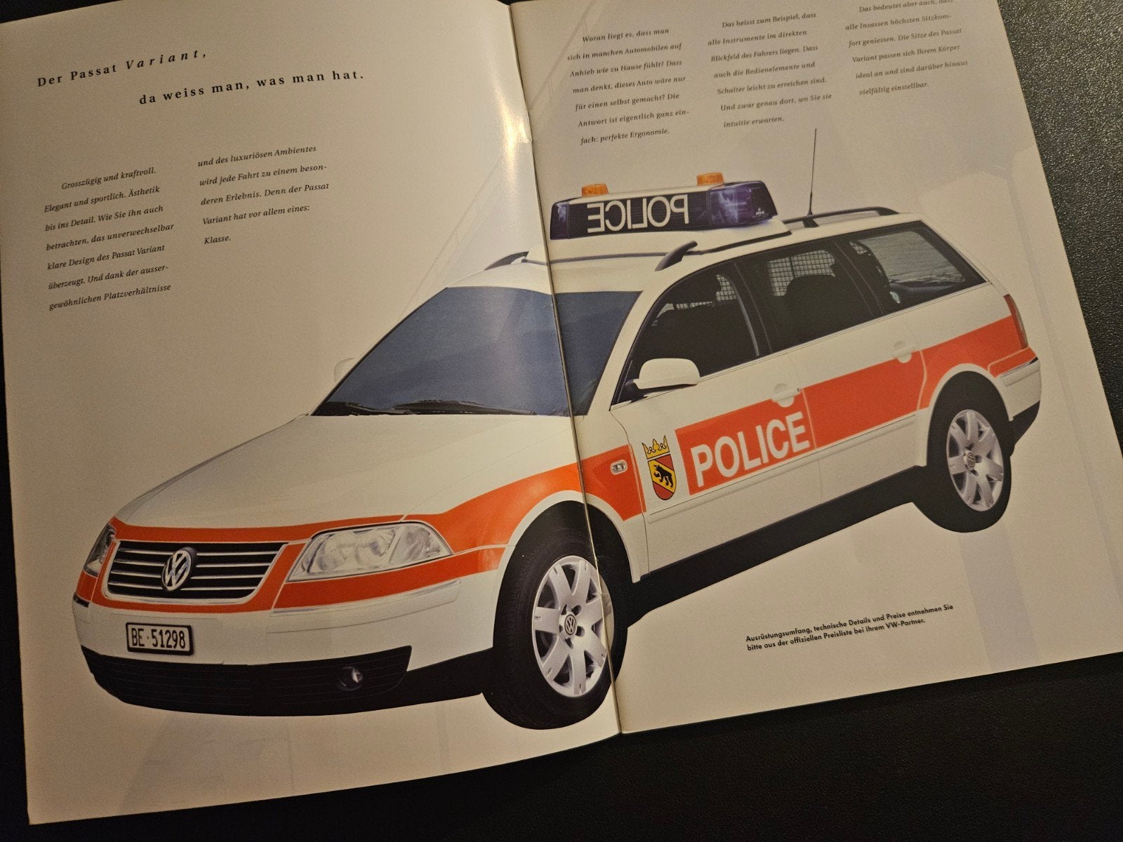 Brochure Volkswagen Passat Variant Polizei 2003, Ophalen of Verzenden, Zo goed als nieuw, Volkswagen