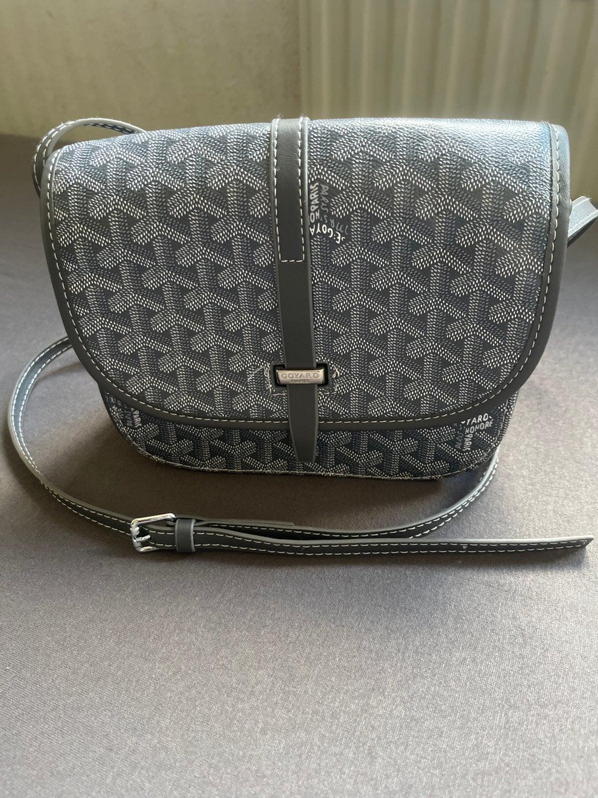 Goyard Mini Saigon Schoudertas (H18xB22) - ZgAN!, Ophalen, Zo goed als nieuw, Grijs, Schoudertasje