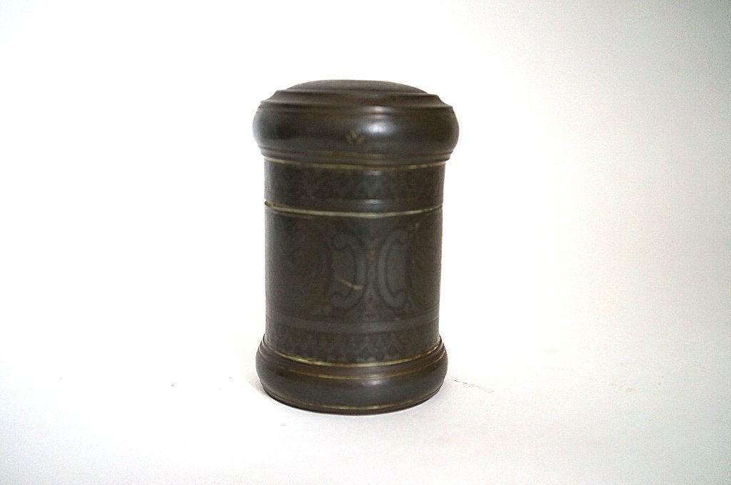 Bronzen messing art deco tabakspot gegraveerd motief, Ophalen of Verzenden