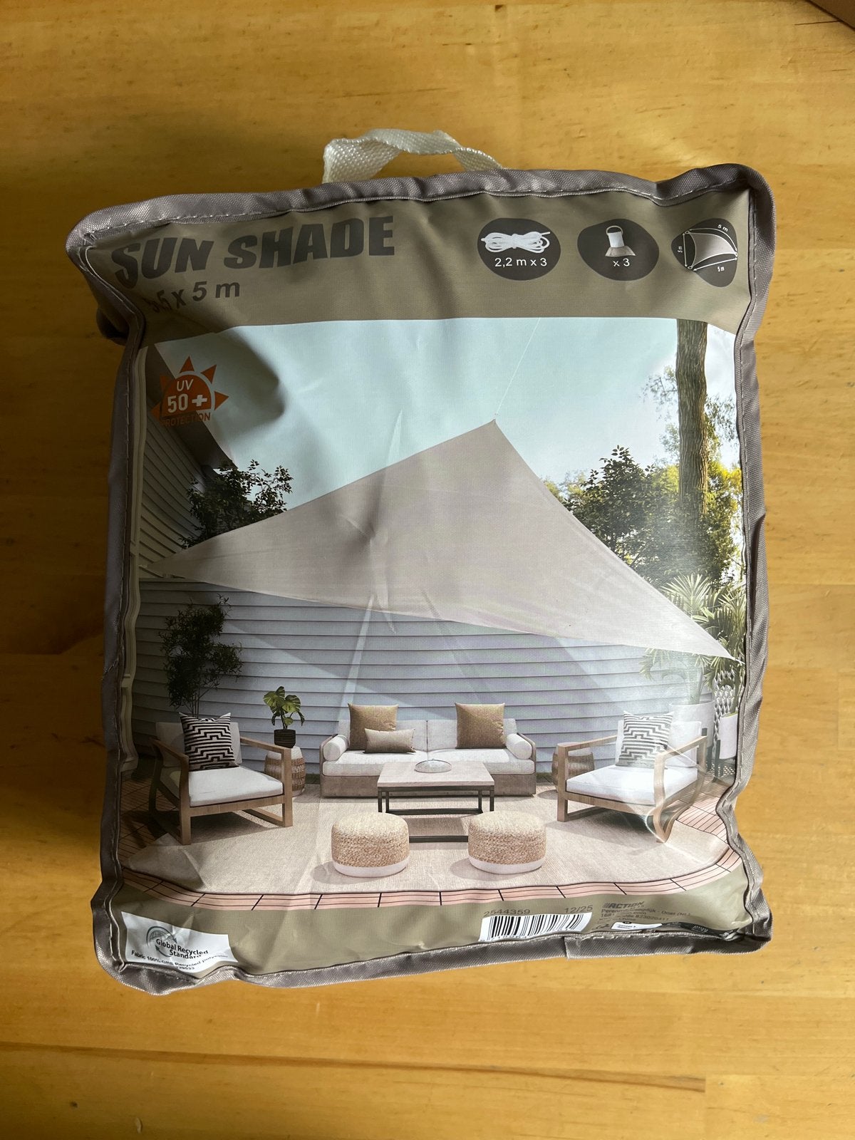 Schaduwdoek Driehoek 5x5x5m - Nieuw in verpakking, Tuin en Terras, Schaduwdoeken, Ophalen, Nieuw