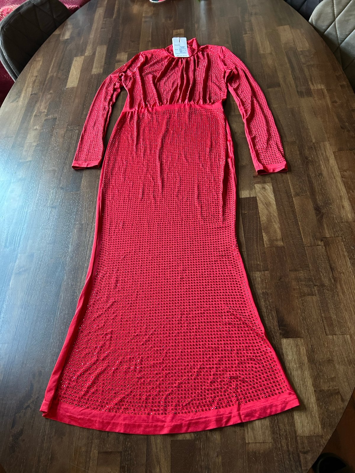 ELSA.M by may Rode Stretchjurk met Glanzende Steentjes M/L, Kleding | Dames, Ophalen of Verzenden, Nieuw, Maat 38/40 (M), Rood