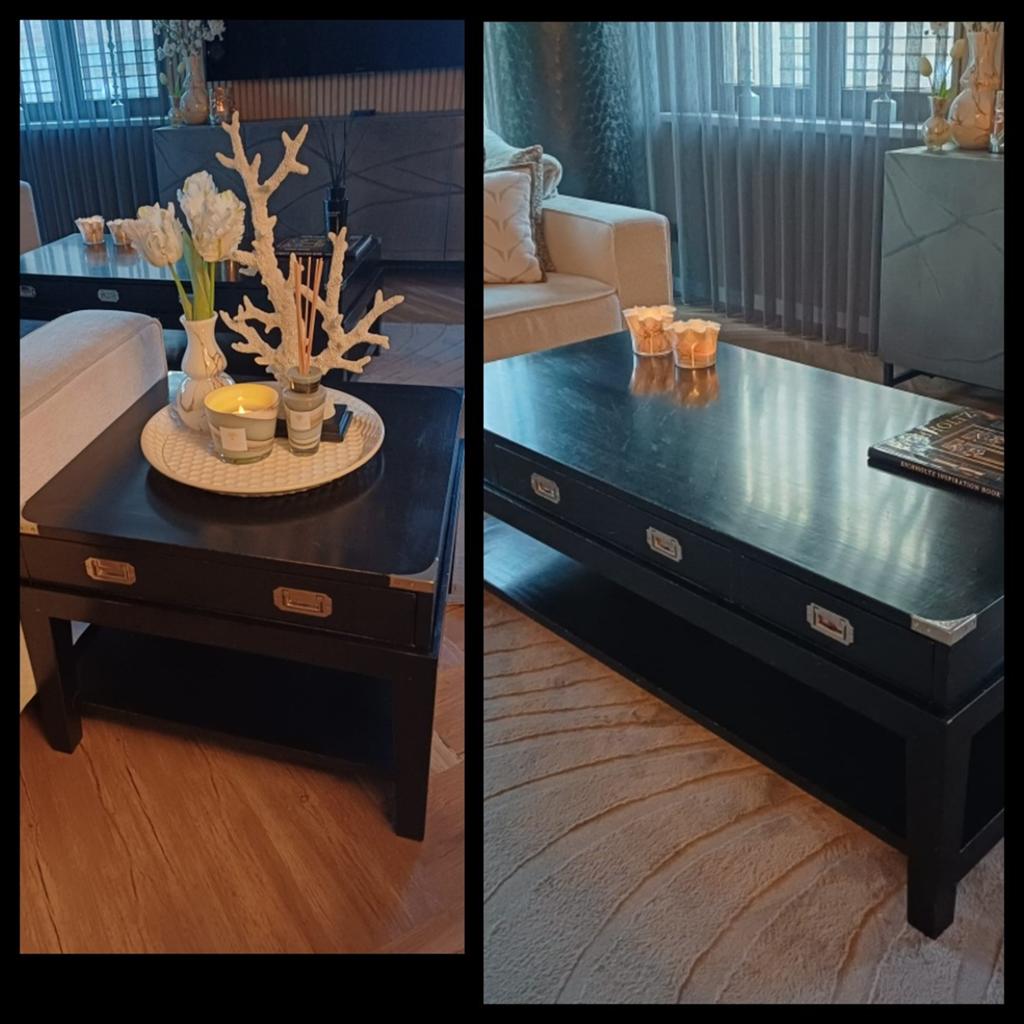 Eichholtz salontafel en bijzettafel set zwart, Huis en Inrichting, Ophalen, Rechthoekig