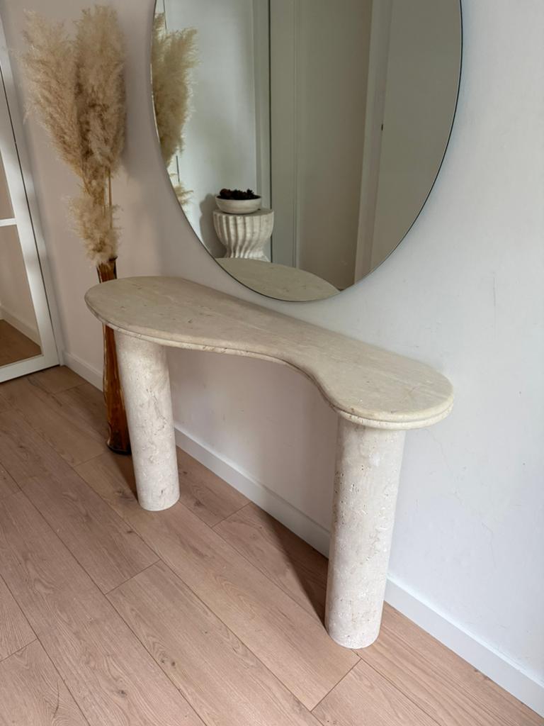 Prachtige travertin wandtafel, Ophalen, Zo goed als nieuw, 50 tot 100 cm, Minder dan 100 cm