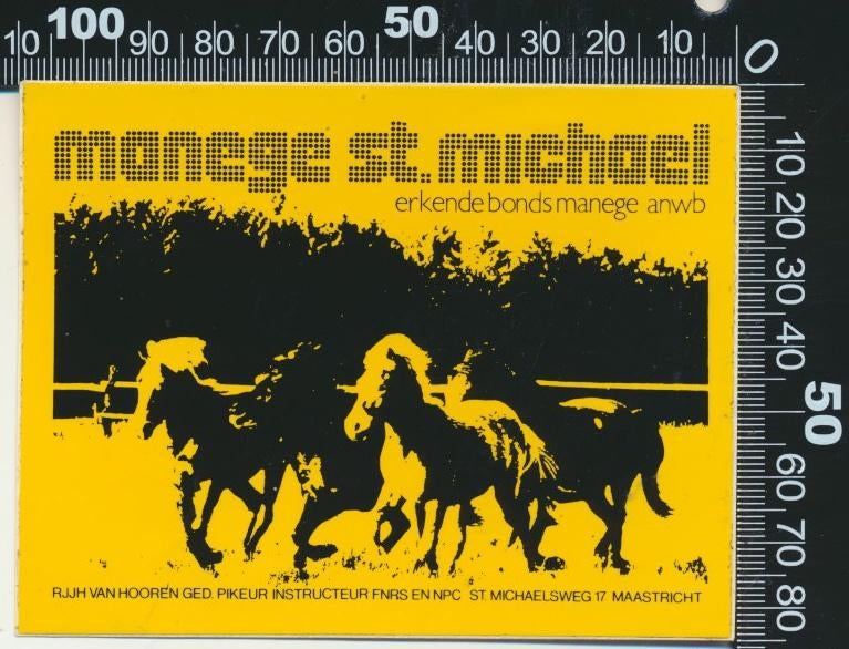 Sticker: Manege Sint Michael - Maastricht, Ophalen of Verzenden, Zo goed als nieuw, Bedrijf of Vereniging
