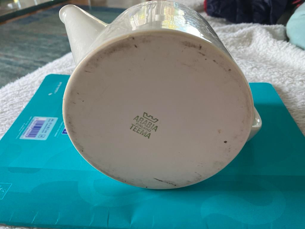 Iittala Arabia Teema Theepot Crème Wit (zonder deksel), Gebruikt, Keramiek, Overige typen, Ophalen of Verzenden