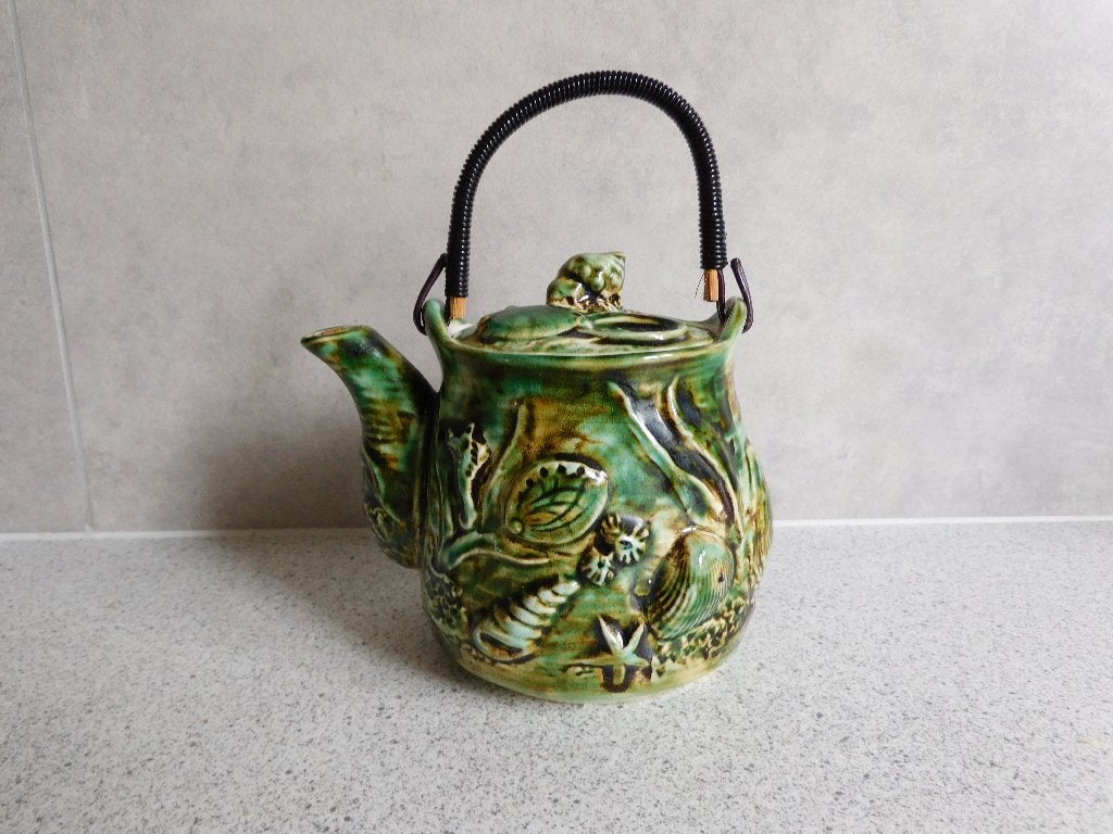 Vintage Majolica Koffiepot Schelp Florida Made in Japan, Ophalen of Verzenden