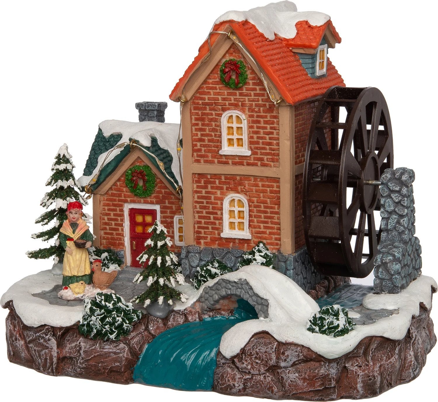 Intratuin kerstdorp watermolen met waterrad, Ophalen of Verzenden, Zo goed als nieuw