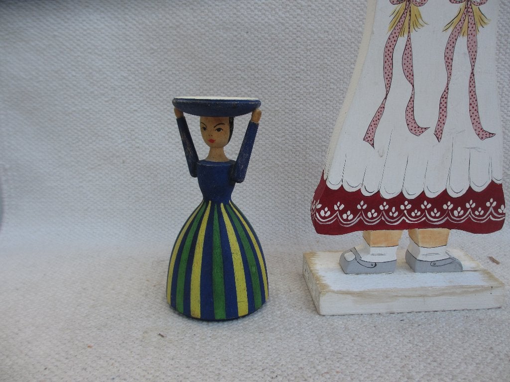 Diverse Vintage Scandinavische houten kandelaars, Gebruikt, Meerkleurig, Ophalen of Verzenden, 33 cm