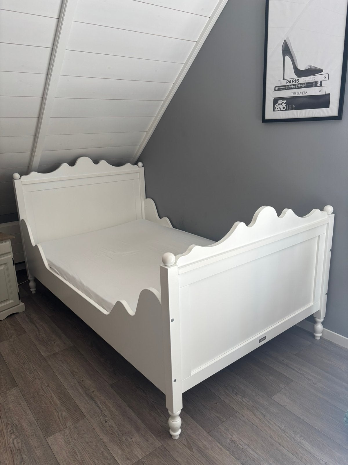 Bopita bed/ ledikant 120x200 wit, Ophalen, Wit, Zo goed als nieuw, Twijfelaar