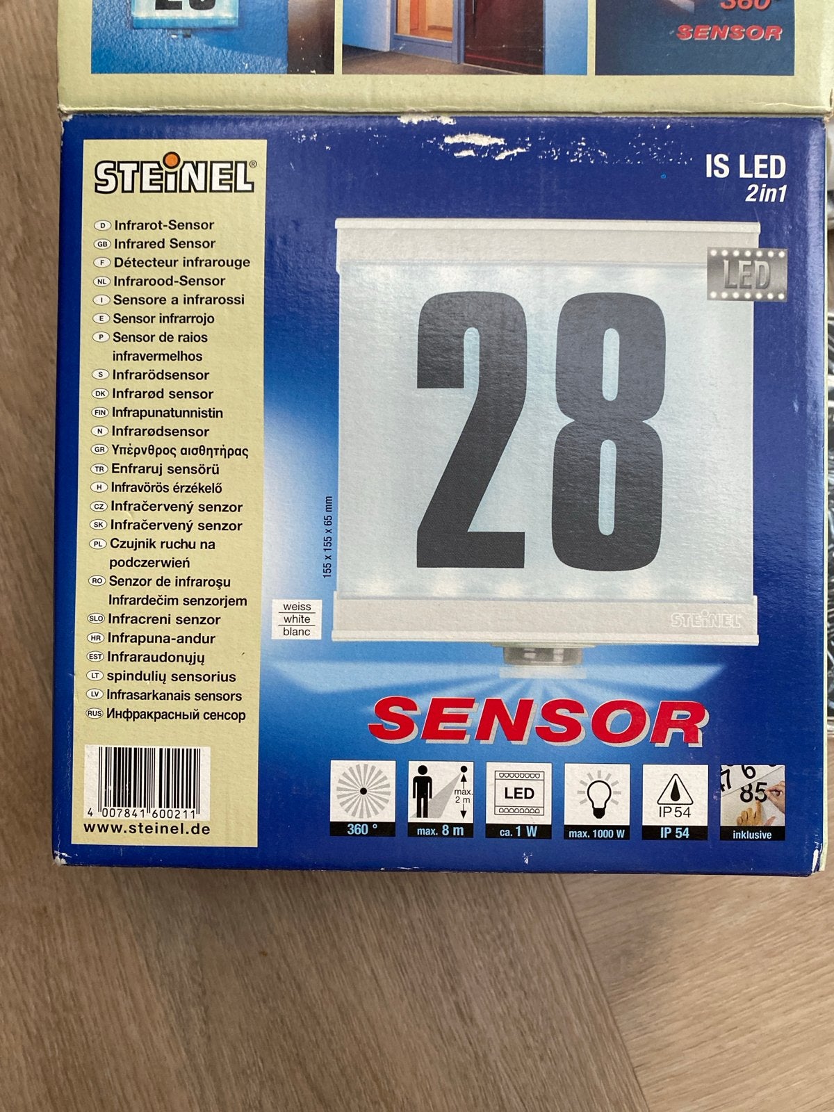 Steinel LED Huisnummerlamp met Sensor - IS LED 2in1, Kunststof, Minder dan 50 watt, Wandlamp, Nieuw
