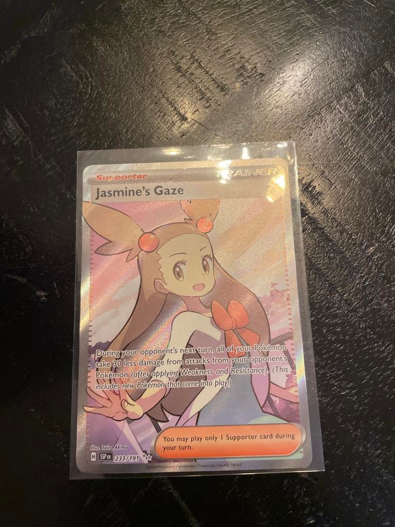 Jasmine's Gaze Supporter Trainer Kaart Pokémon TCG, Ophalen of Verzenden, Zo goed als nieuw, Losse kaart, Foil