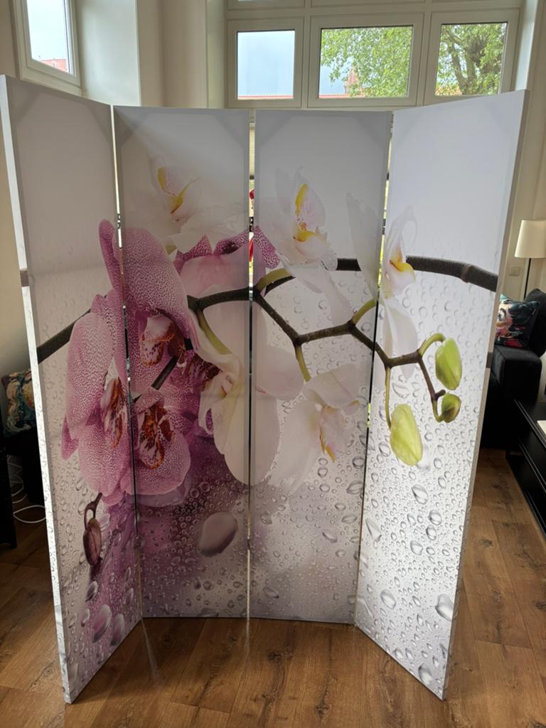 Kamerscherm met orchideeënprint - 4 panelen, Ophalen, Zo goed als nieuw