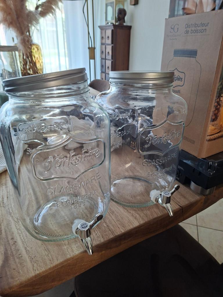 2 Glazen drankdispensers met Tap - 2 stuks, Ophalen of Verzenden, Zo goed als nieuw, Overige merken, Glas