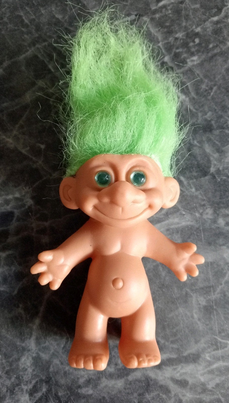 Troll troll groen haar 10cm zonder haar gemeten vintage, Ophalen, Zo goed als nieuw