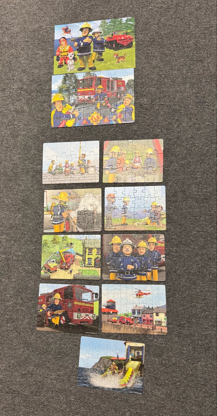 Brandweerman Sam Puzzels - Set van 11, Ophalen of Verzenden, 10 tot 50 stukjes, Gebruikt, 4 tot 6 jaar