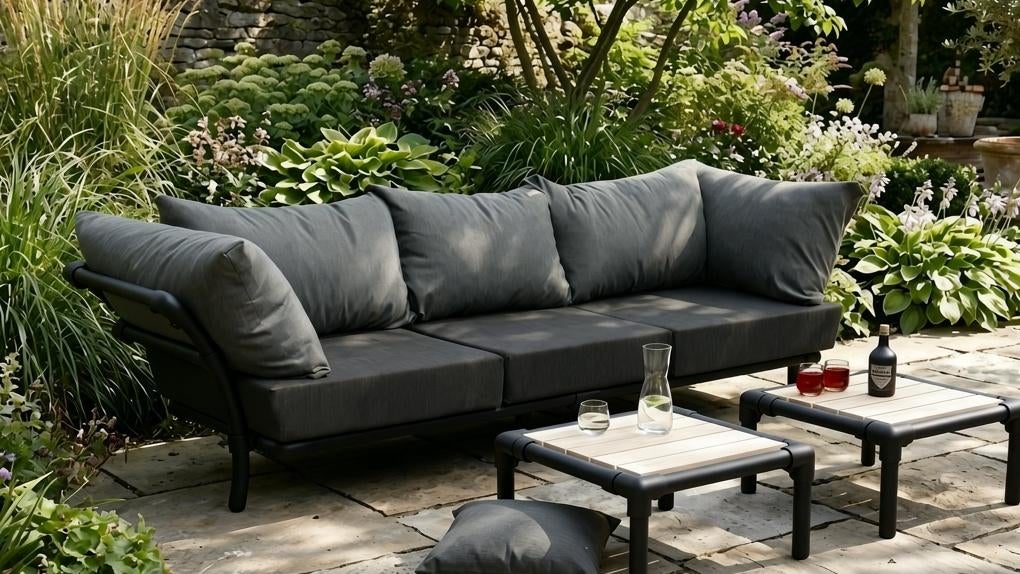 duurzaam loungebank buiten, design loungemeubelen tuin, 3 zitplaatsen, Ophalen of Verzenden, Loungeset, Bank