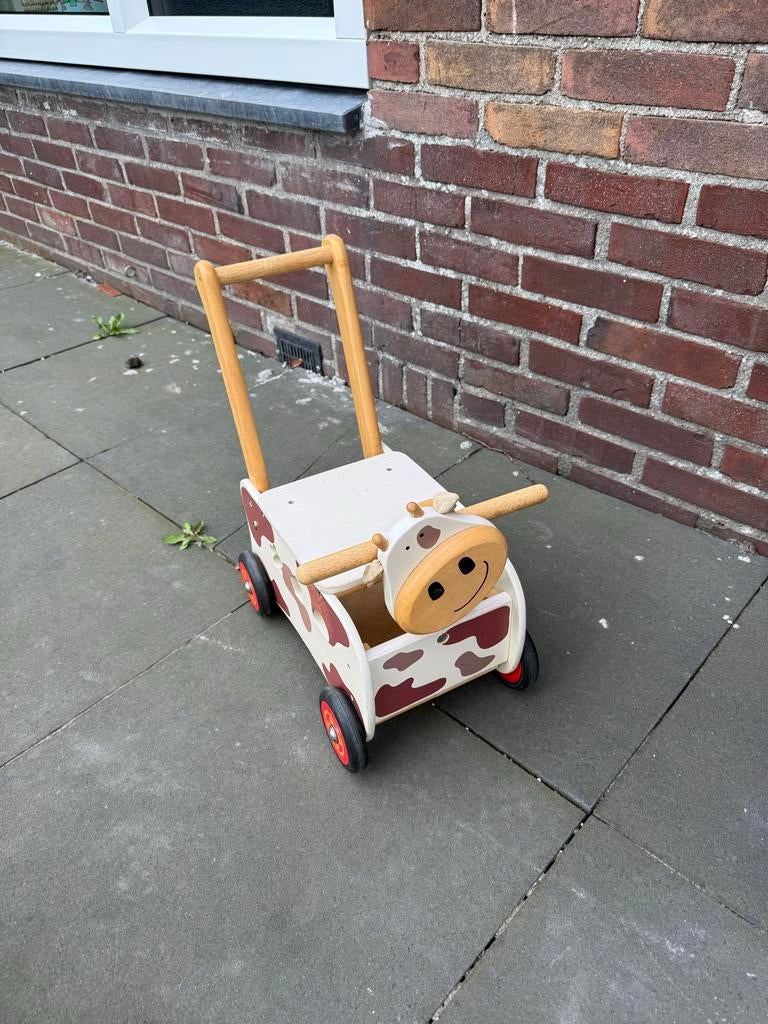 I’m Toy houten koe loopwagentje/duw wagentje, Ophalen of Verzenden, Gebruikt, Rij- of Hobbelspeelgoed