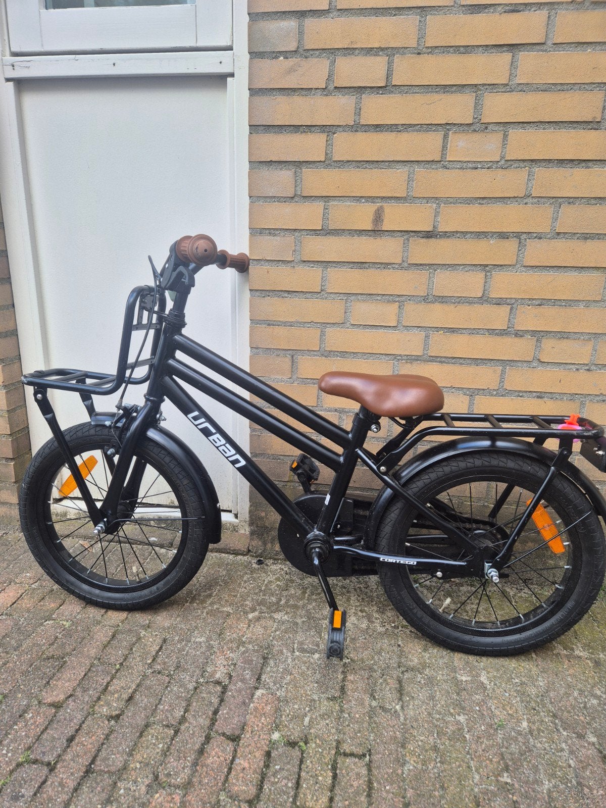 Urban kinderfiets 16 inch met voordrager en terugtraprem, Ophalen, Terugtraprem, Urban, 16 tot 20 inch