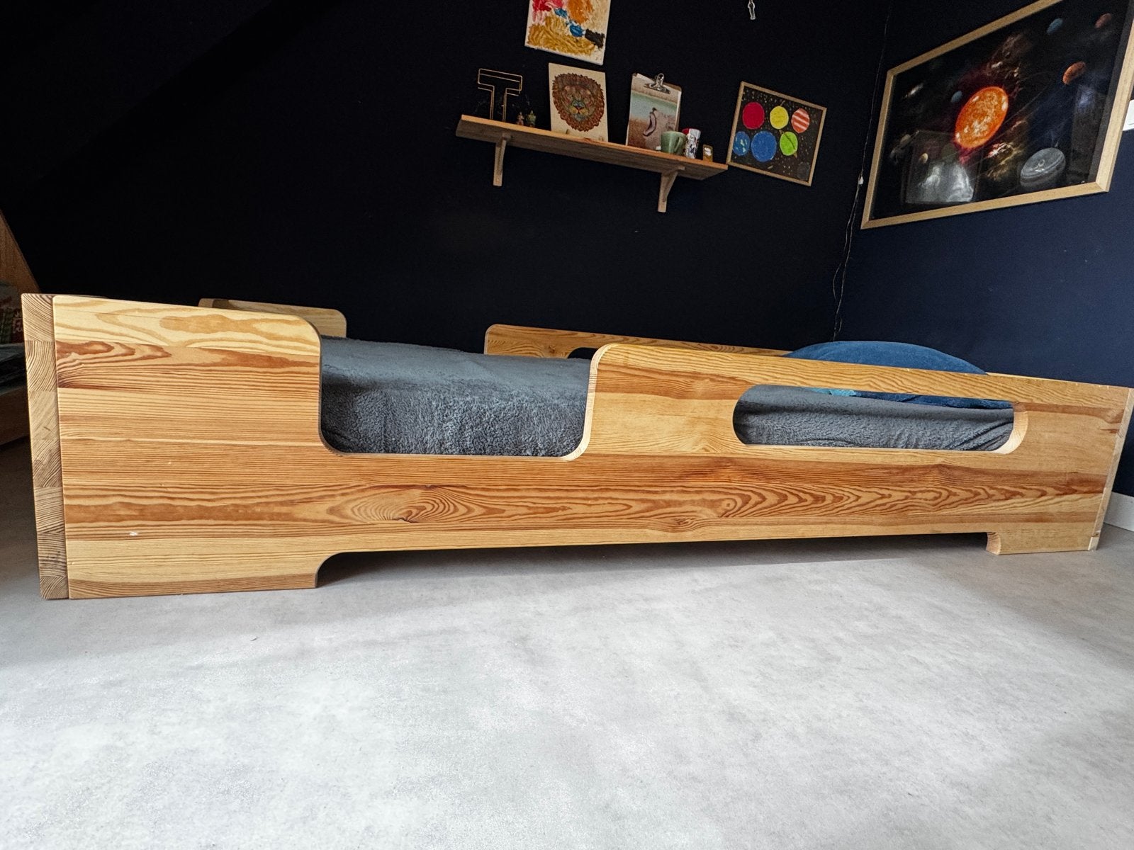 Houten vloerbed  montesorri, 85 tot 100 cm, Gebruikt, Ophalen of Verzenden, Matras
