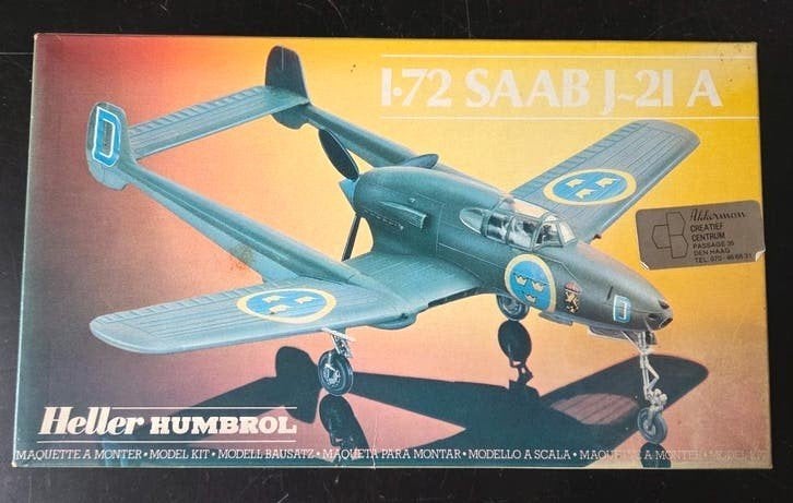 Heller Humbrol  Saab J-21 A 1:72, Hobby en Vrije tijd, Modelbouw | Vliegtuigen en Helikopters, Ophalen of Verzenden, Zo goed als nieuw