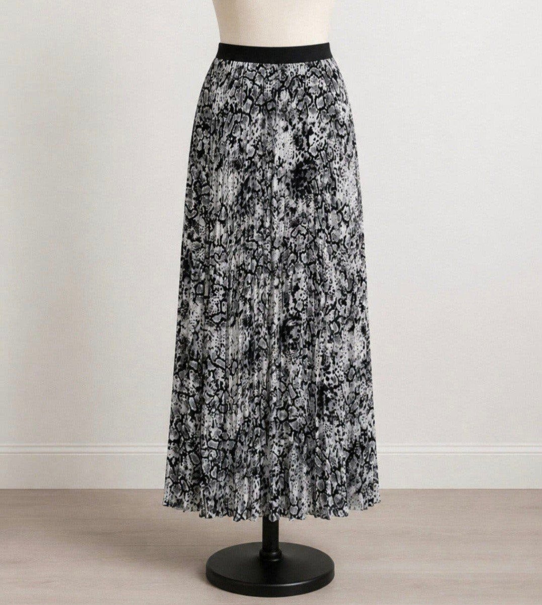 D.e p.t lange rok met katoenen voering, zwart wit grijs, Kleding | Dames, Maat 38/40 (M), Verzenden, Zwart, Zo goed als nieuw