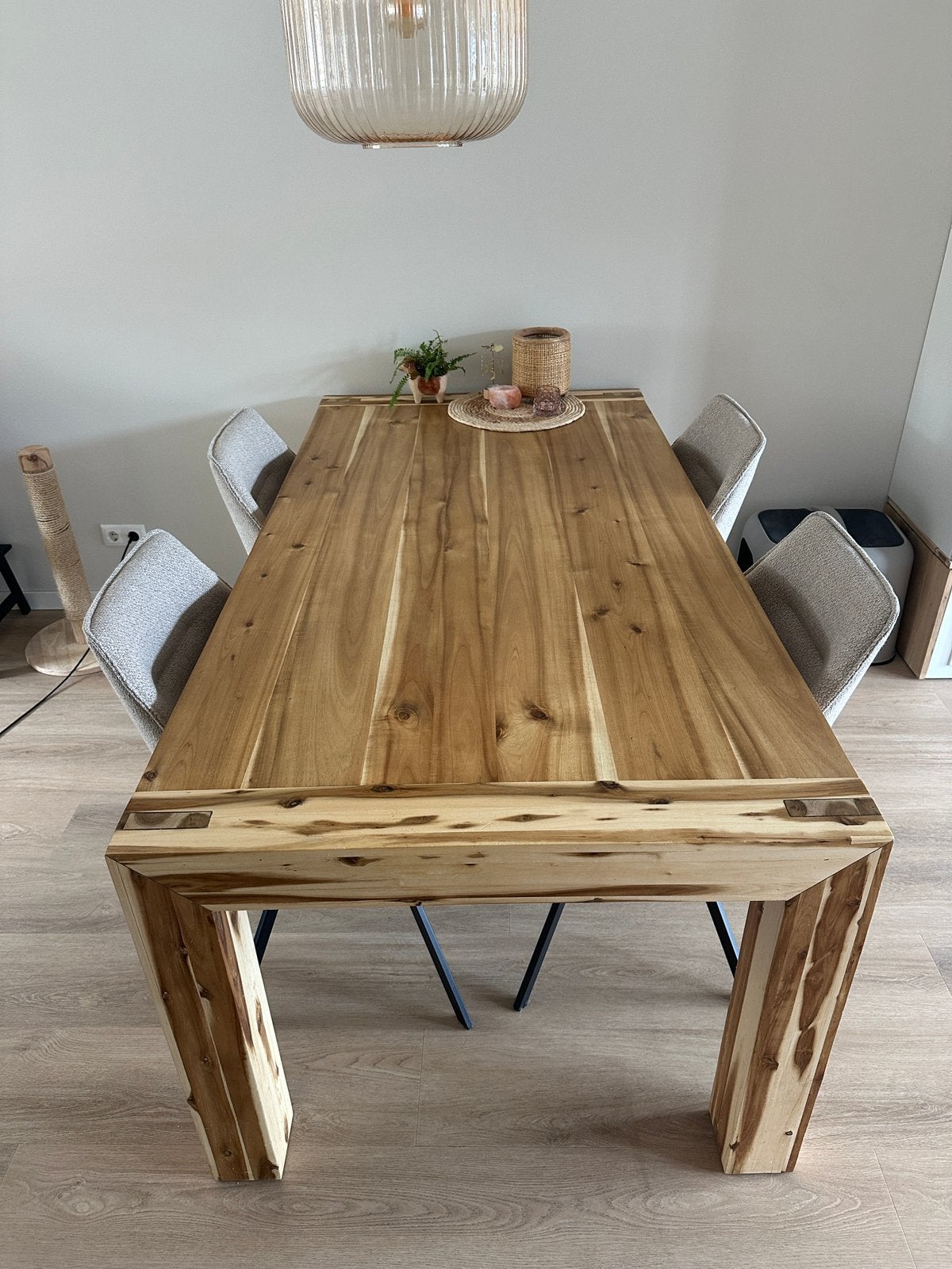 Eettafel Acasiahout, Ophalen, Gebruikt, 200 cm of meer, 50 tot 100 cm