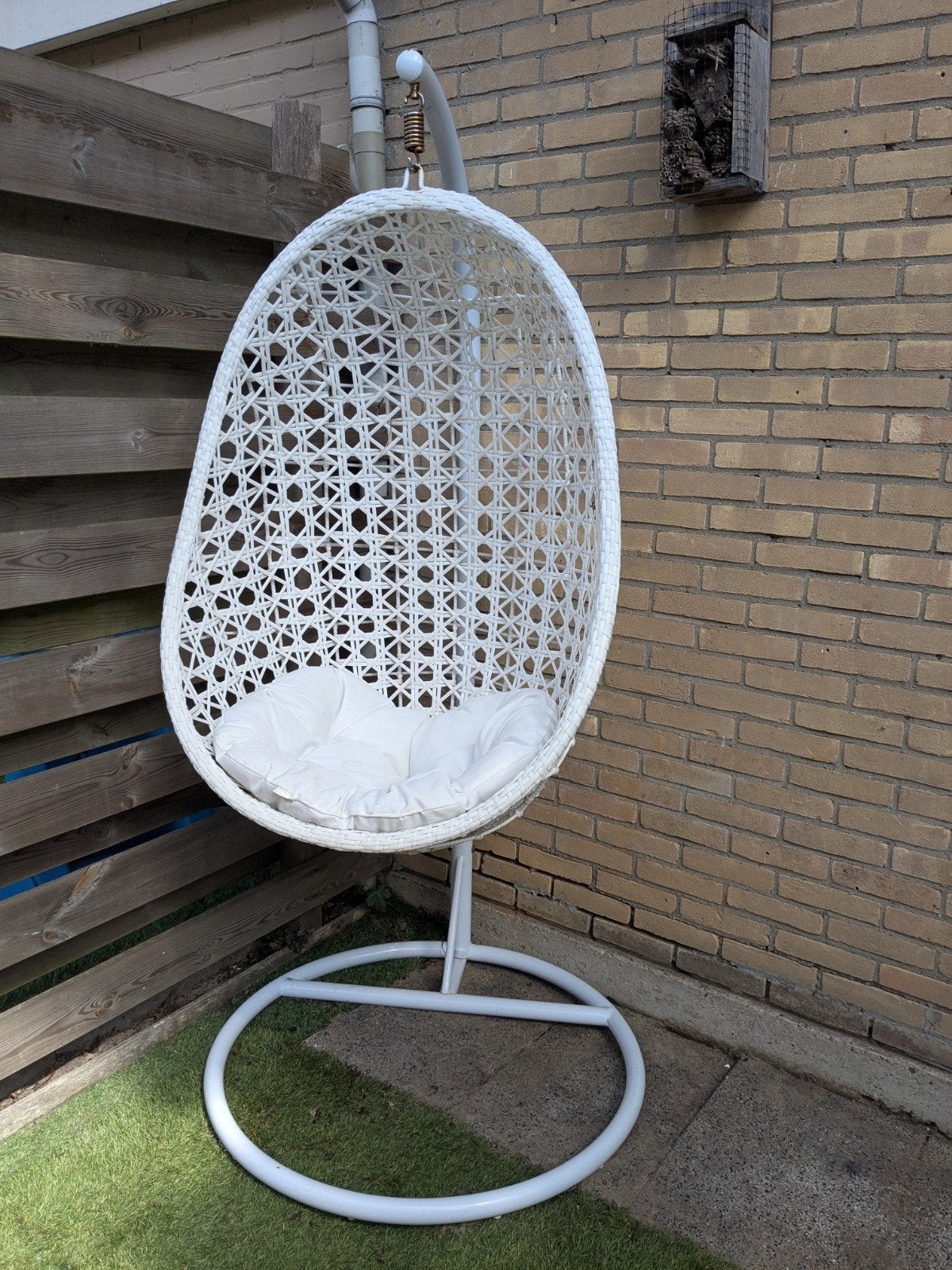 Witte hangstoel ei met standaard, netjes, Ophalen, Gebruikt, Met standaard, Eenpersoons