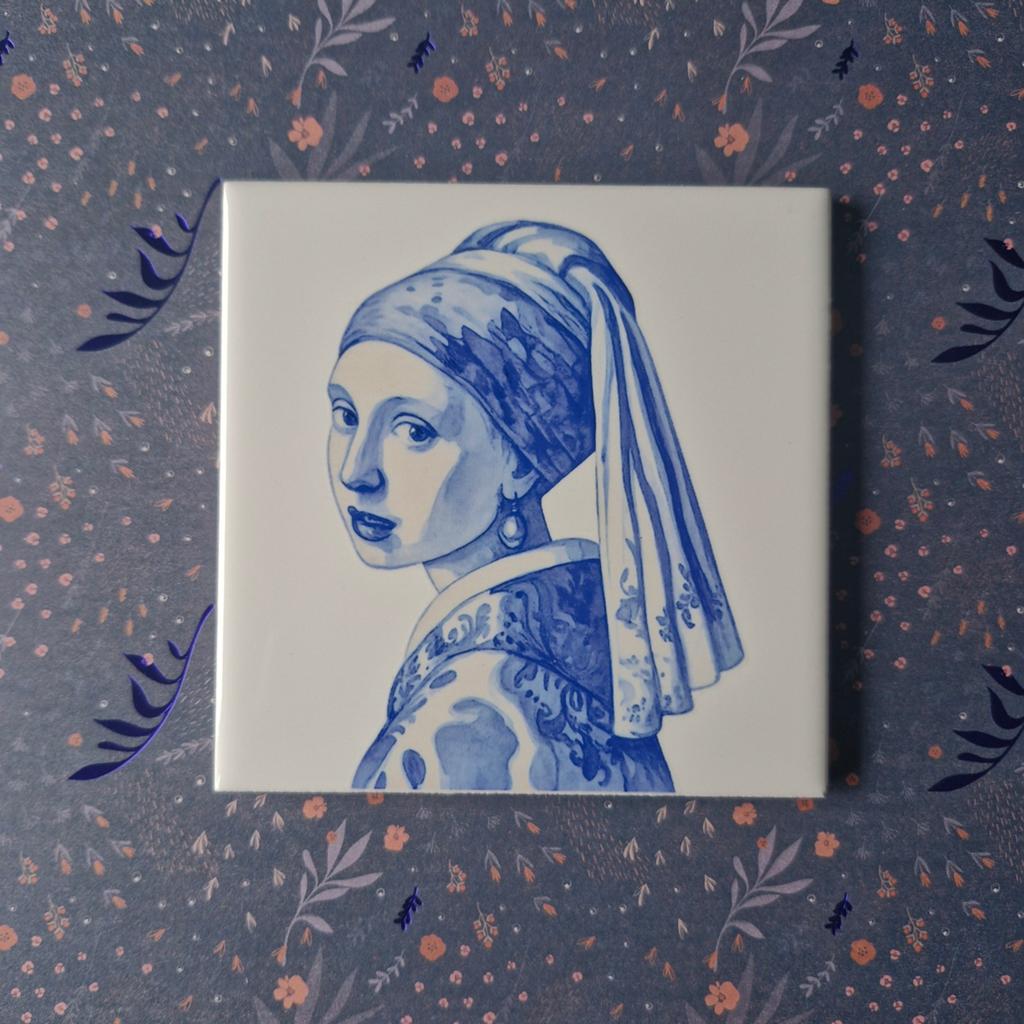 Delfts blauwe decoratie tegel incl houder/haakje, Ophalen of Verzenden