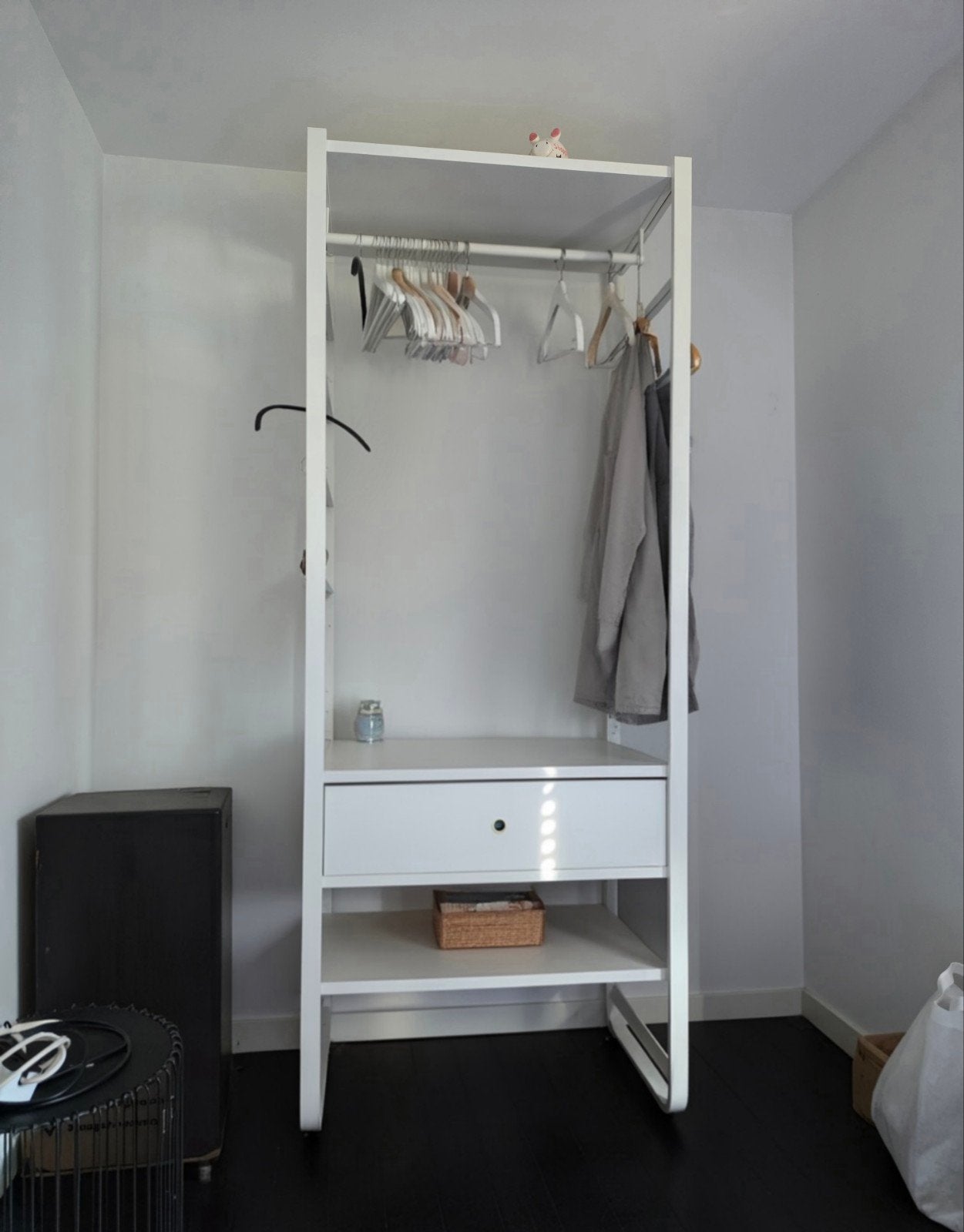 Witte open kledingkast met lade en hangruimte, Ophalen, Met lade(s), Gebruikt, 200 cm of meer