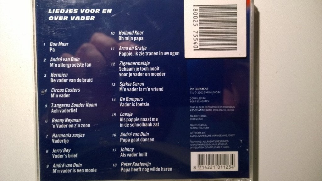 Hollands Glorie Liedjes Voor En Over Vader, Cd's en Dvd's, Cd's | Verzamelalbums, Ophalen of Verzenden, Zo goed als nieuw, Nederlandstalig