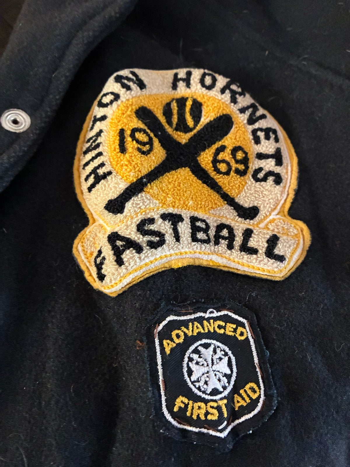Vintage Hinton Hornets Fastball Varsity Jacket - Maat M, Ophalen of Verzenden